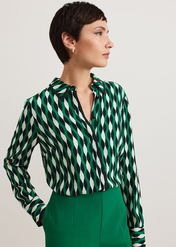 Phase Eight Rita Geo Print Shirts Green Australia | AV9283740